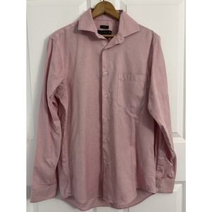 Alfred Sung Regular Fit Check Pink Non-Iron Cotton Men's Dress Shirt‎ 15.5 34/35